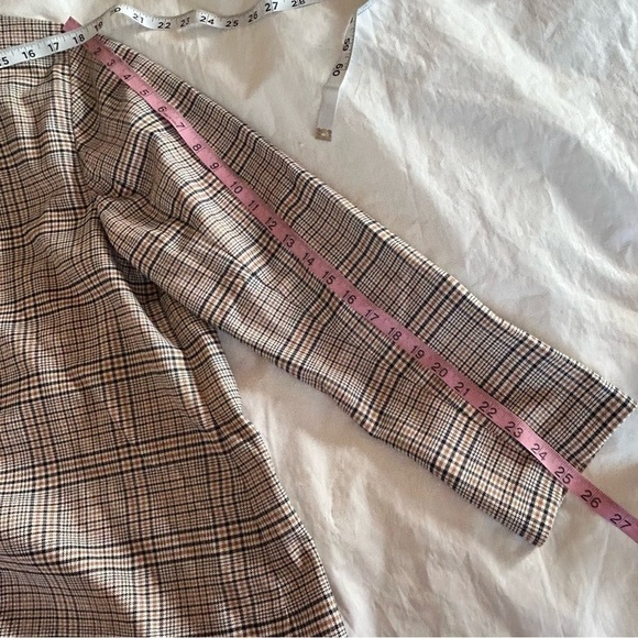 J JILL Jacket Blazer Houndstooth Plaid Tan Navy Oversized Trendy Size L NWT - Picture 12 of 14